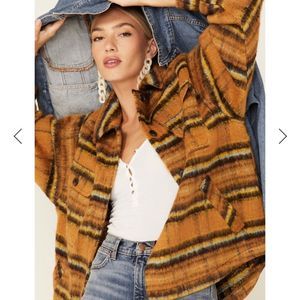 Fall Oversized Shacket - Mustard Moss Plaid Button-down Super Cozy Oversized